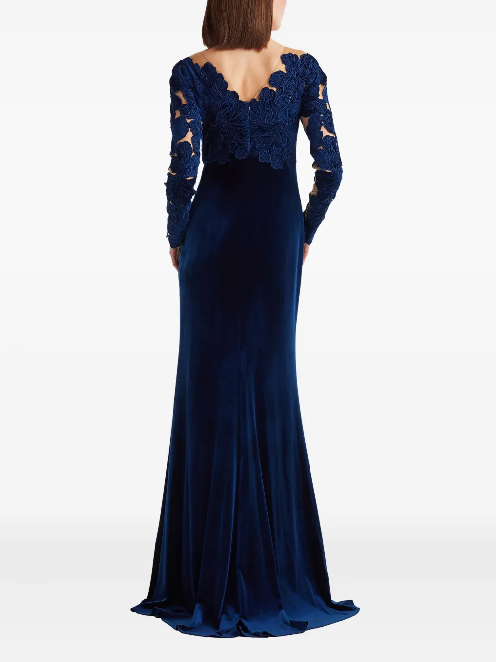 Tadashi Shoji Floral-details Long-sleeved Maxi Dress In Blue