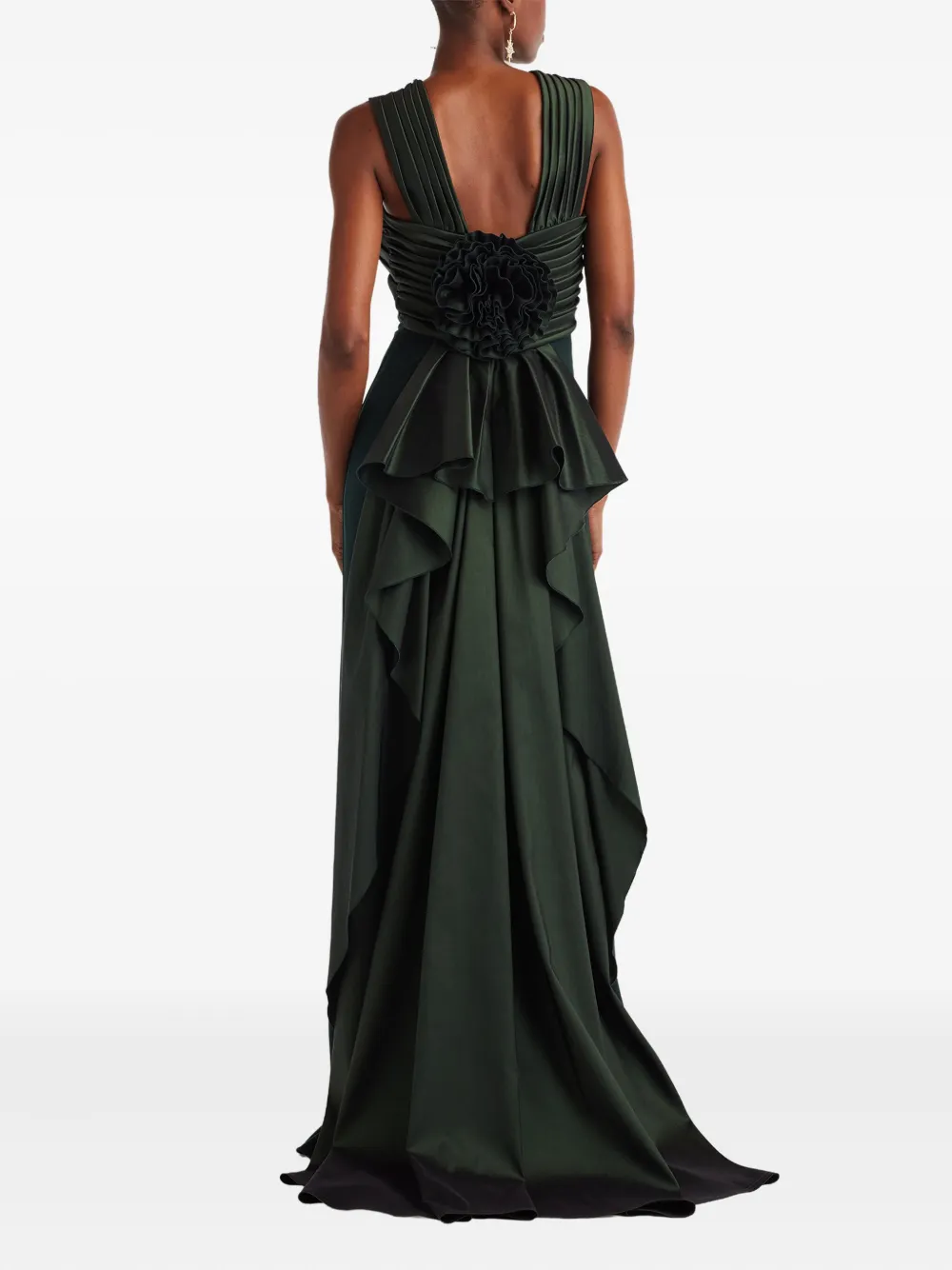 Criss-Coss Detail Ruffled Maxi Dress