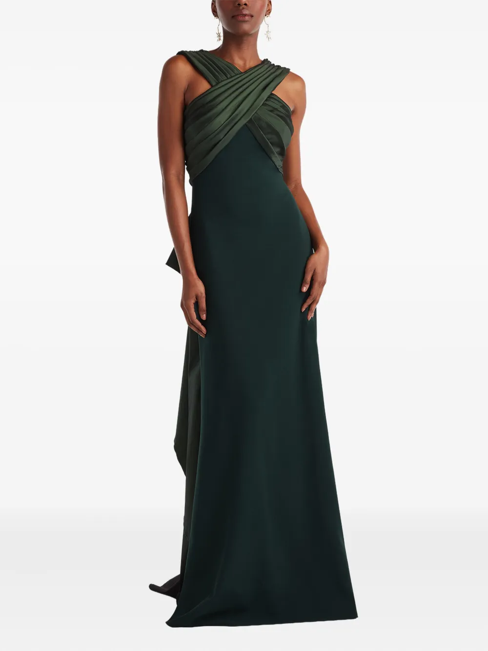 Criss-Coss Detail Ruffled Maxi Dress