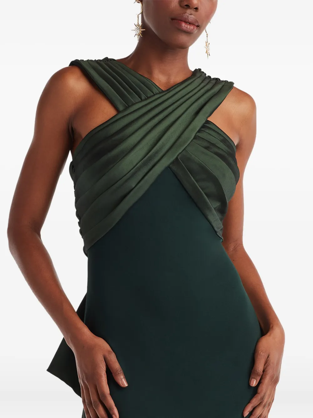 Criss-Coss Detail Ruffled Maxi Dress