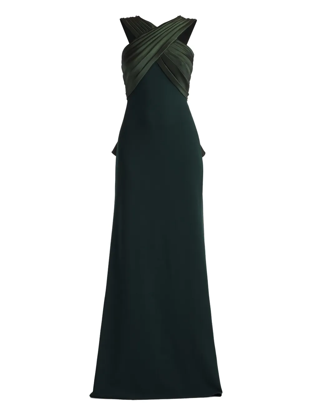 Tadashi Shoji criss-coss detail ruffled maxi dress - Green