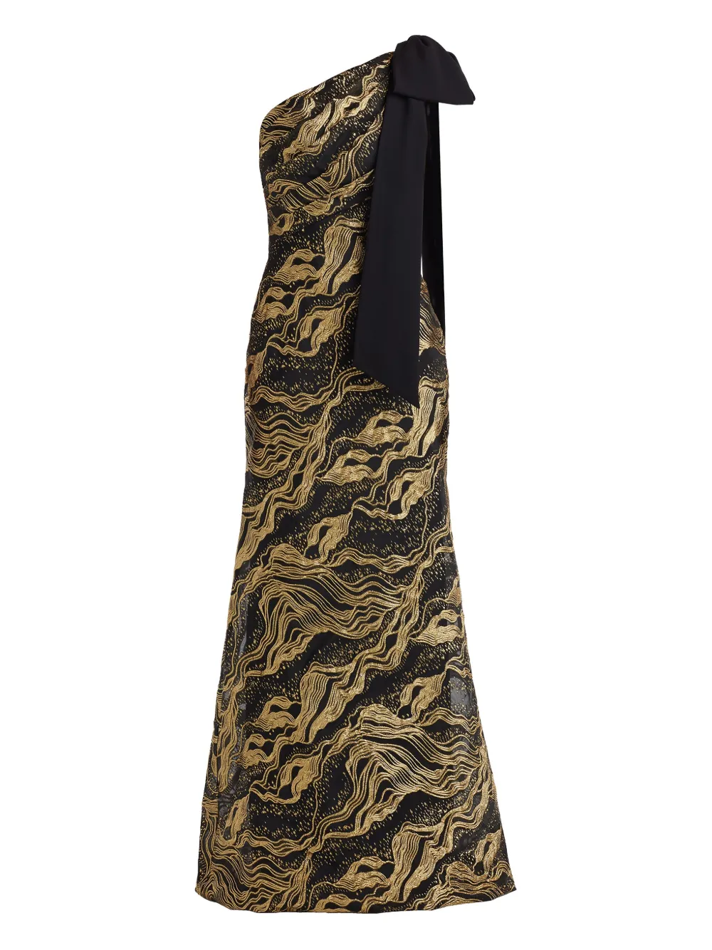 Tadashi Shoji One-shoulder Bow-detail Maxi Dress In Black