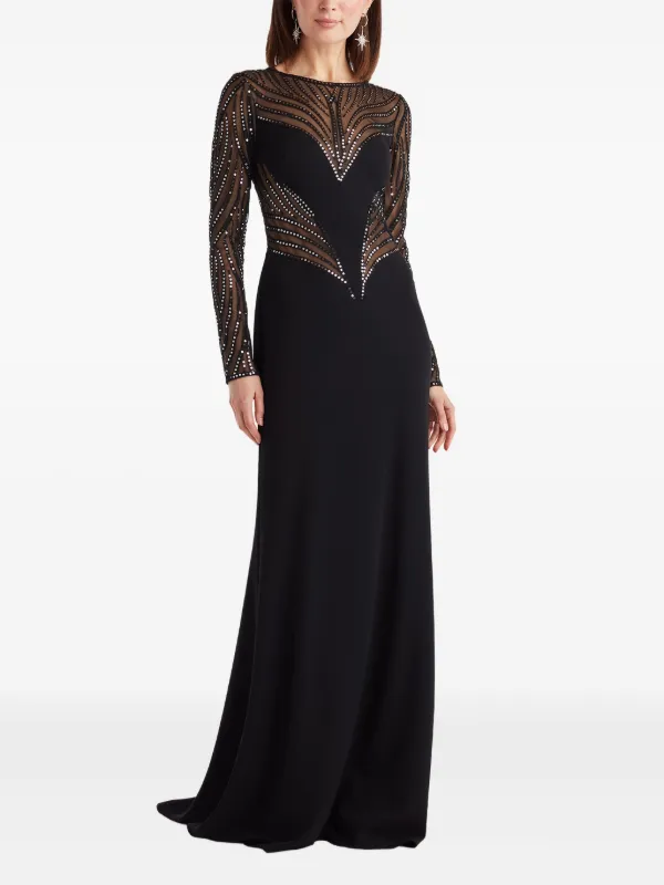 tadashi shoji sequin embellished dress Rater Sequin Embroidered Off-Shoulder Gown