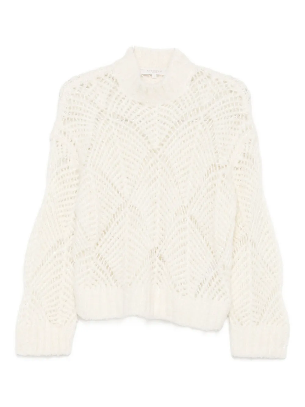 Antonelli Open-work High-neck Sweater In Neutral