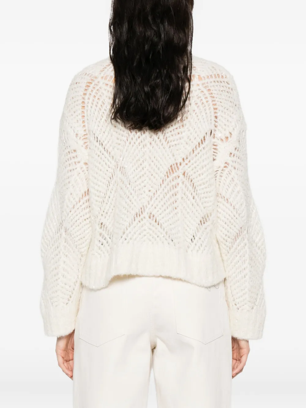 Antonelli Open-work High-neck Sweater In Neutral