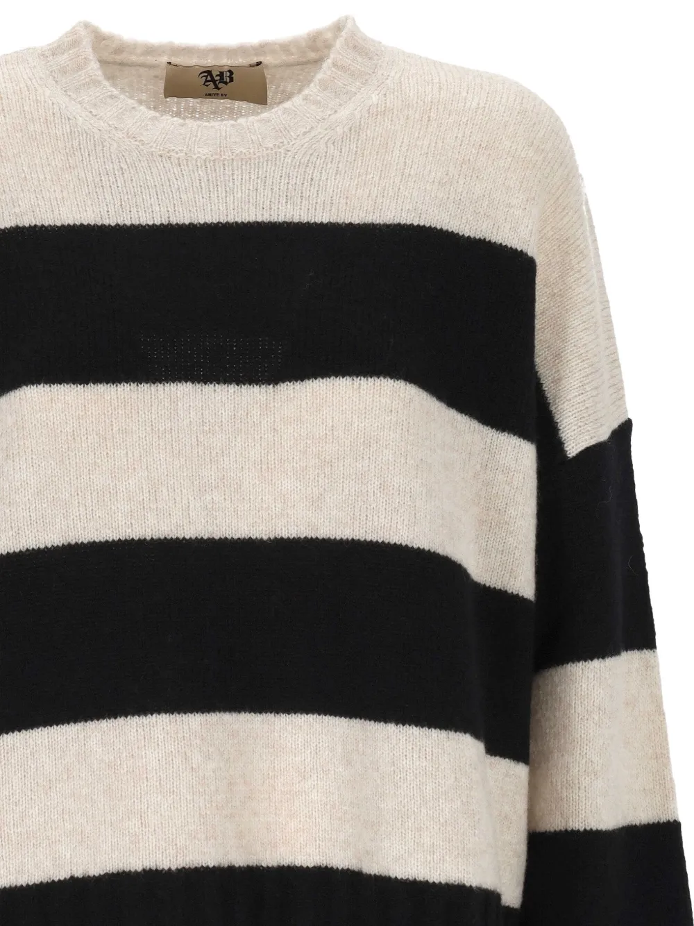 Aniye By Striped Distressed Sweater In Gray