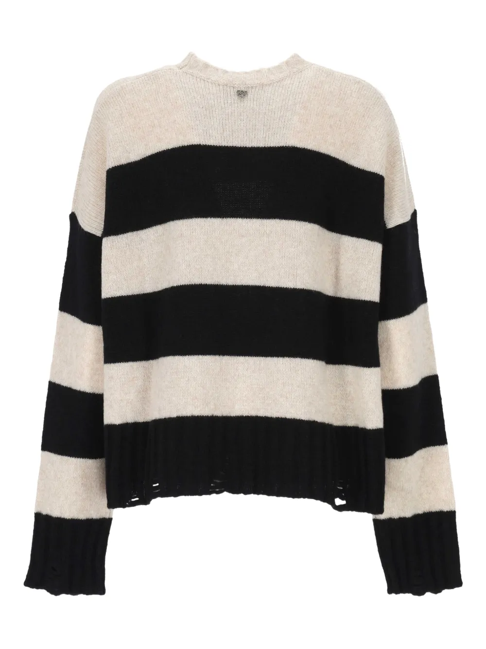 Aniye By Striped Distressed Sweater In Gray