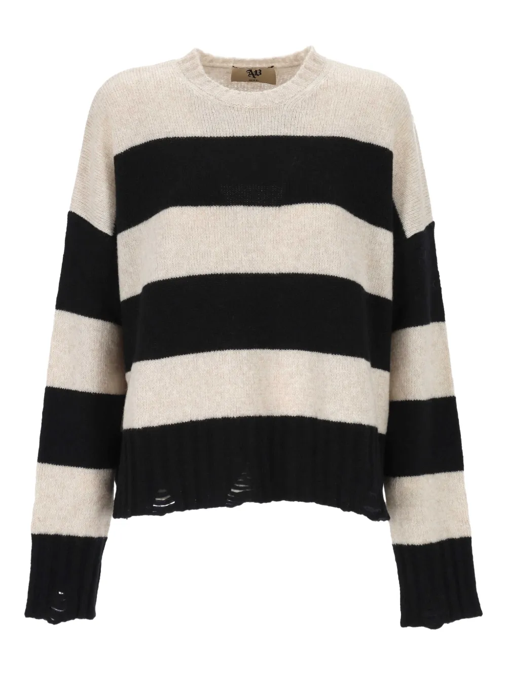 Aniye By Striped Distressed Sweater In Gray