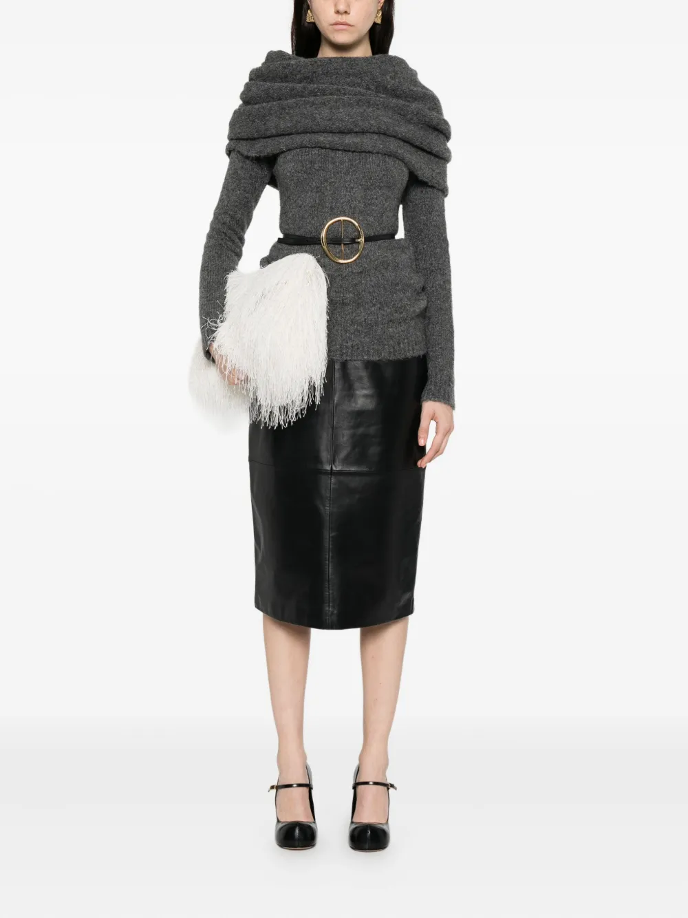 Antonelli panelled leather skirt - Zwart