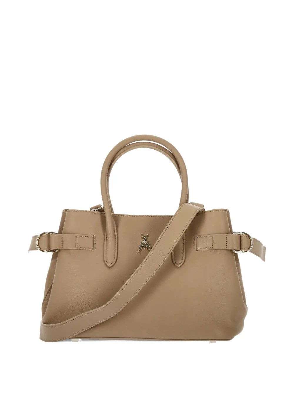 Patrizia Pepe Leren shopper met logo - Beige