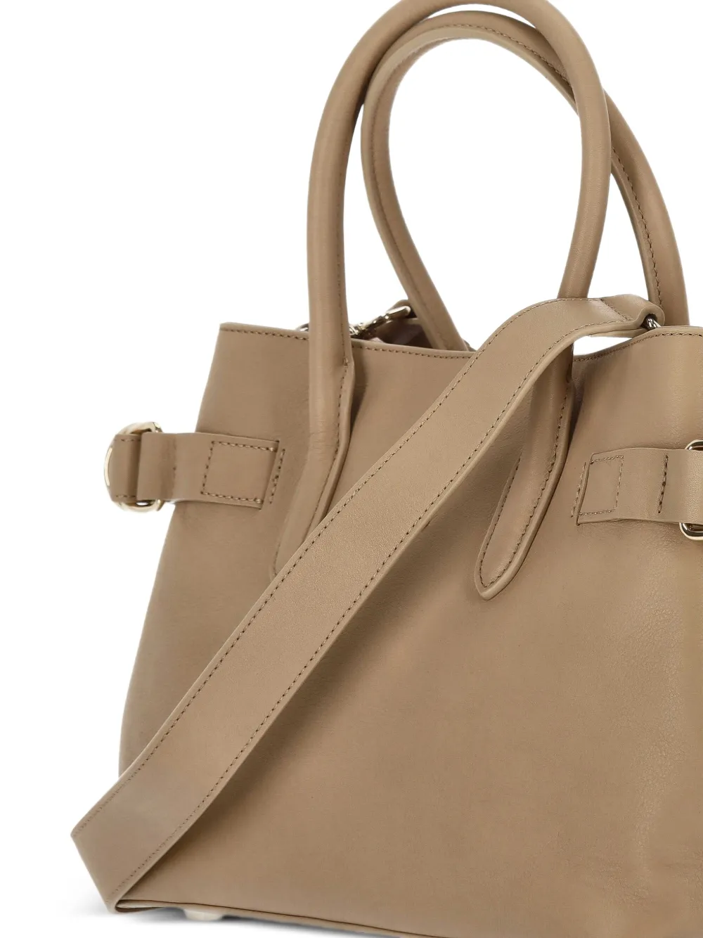 Patrizia Pepe Logo Leather Tote Bag In Neutral