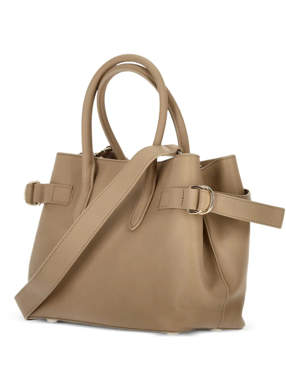 Patrizia Pepe Logo Leather Tote Bag In Neutral