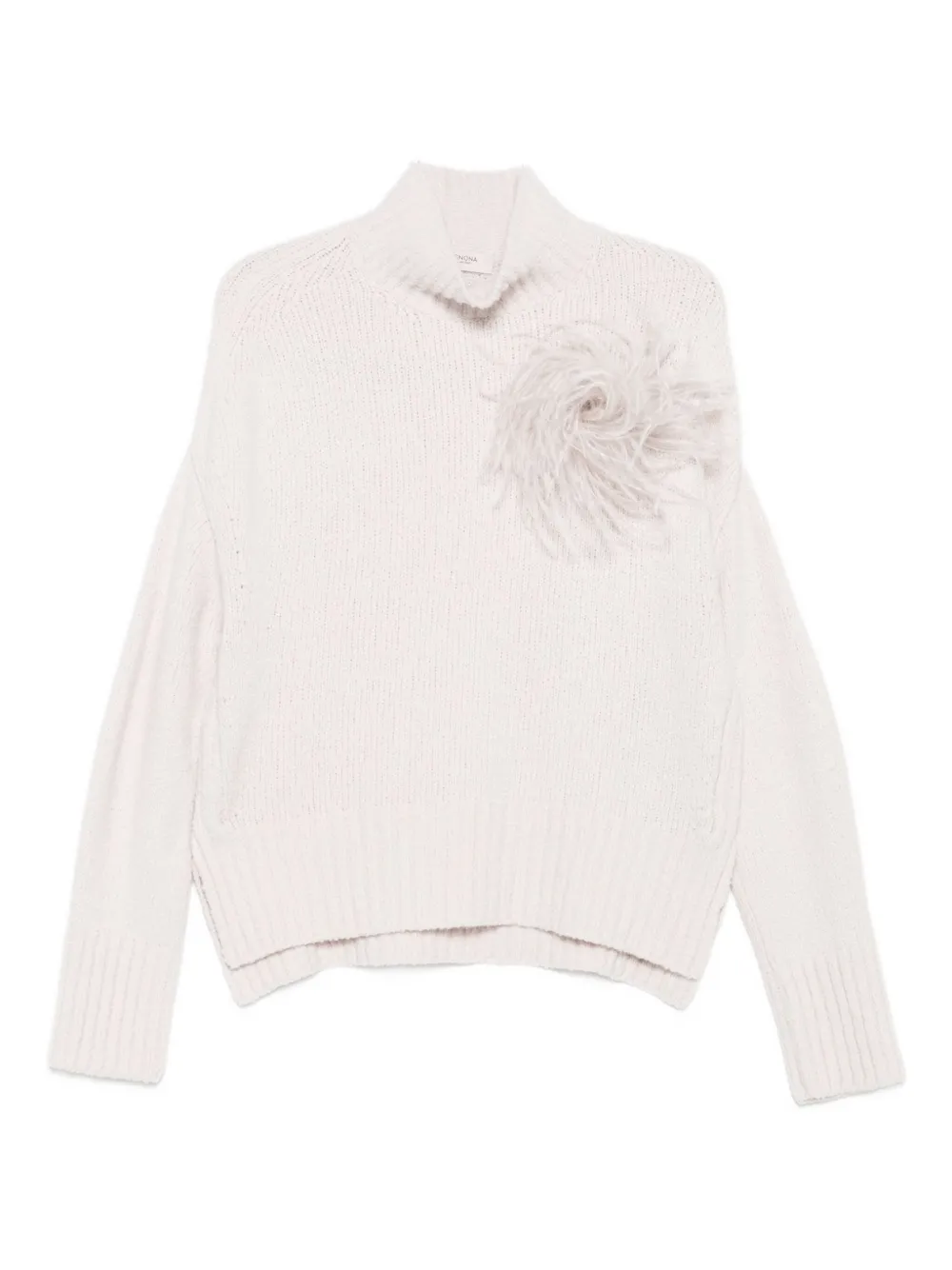 Agnona Feather-detail Sweater In White