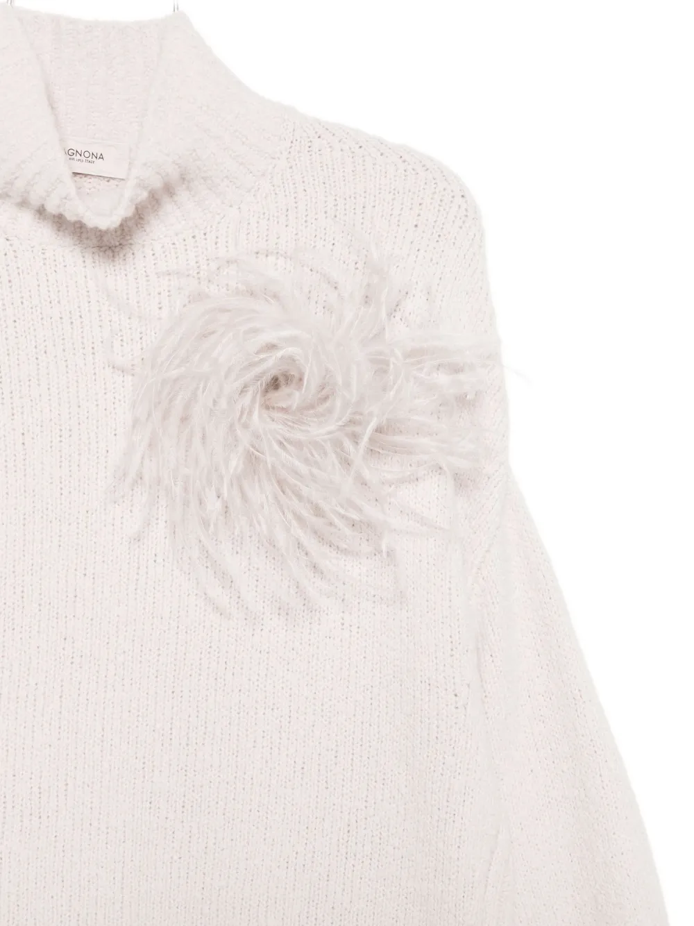 Agnona Feather-detail Sweater In White