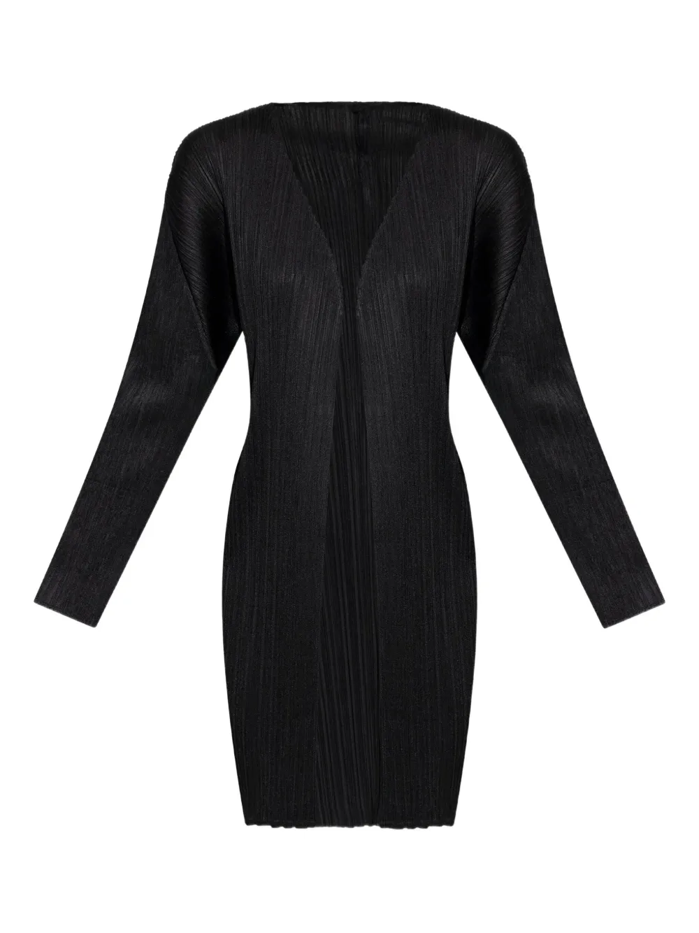 Issey Miyake Long-slevees Pleated Coat In Black