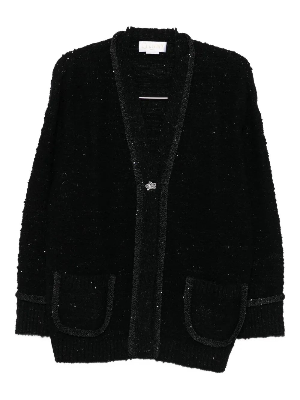 Genny Sequin-embellished Cardigan In Black