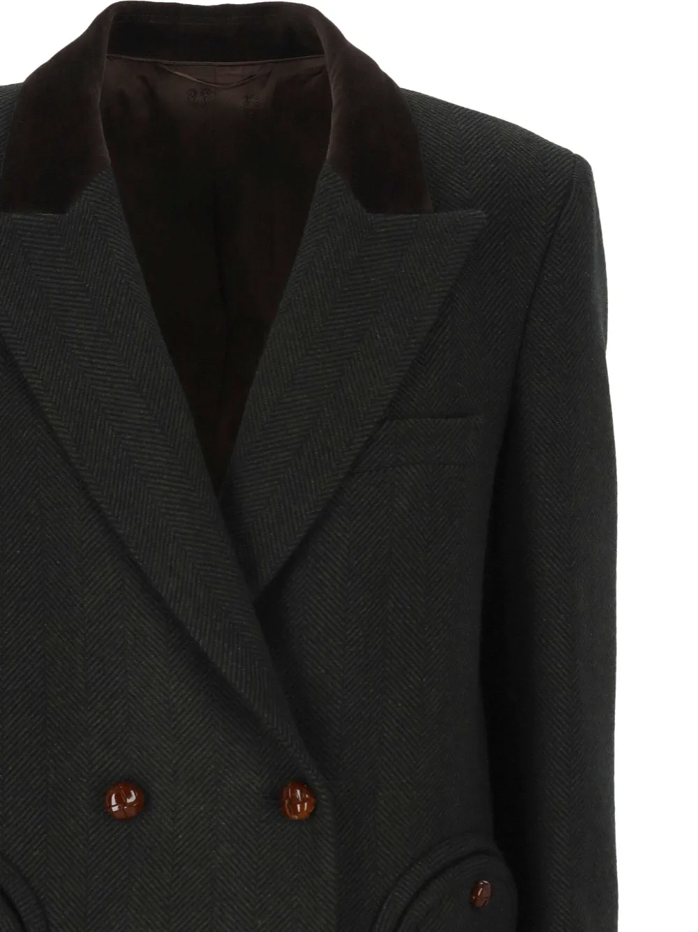 Blazé Milano Herringbone Double-breasted Jacket In Black