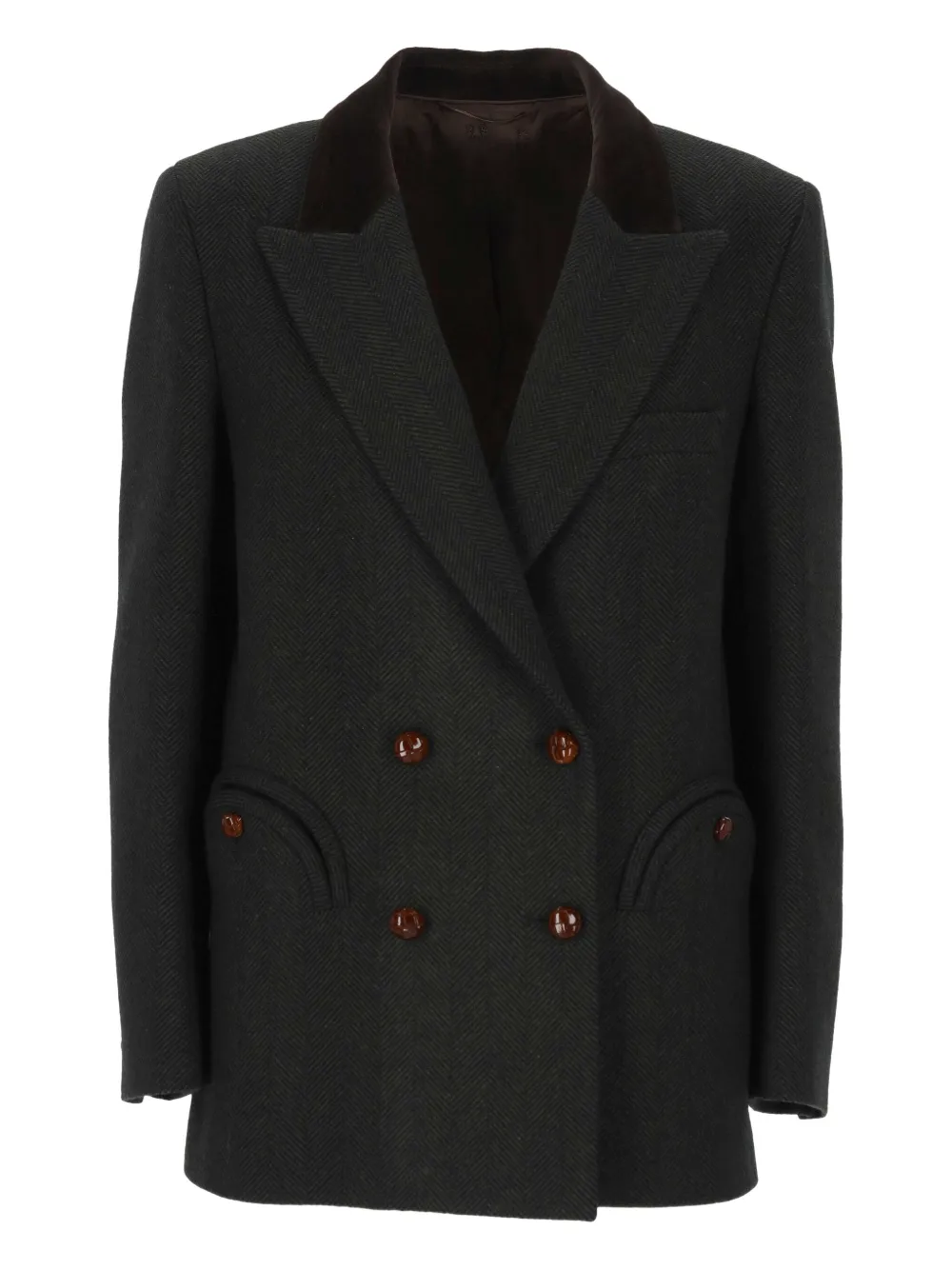Blazé Milano Herringbone Double-breasted Jacket In Black