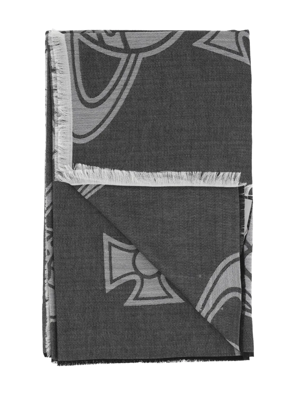 Vivienne Westwood Orb Fringed Scarf In Gray