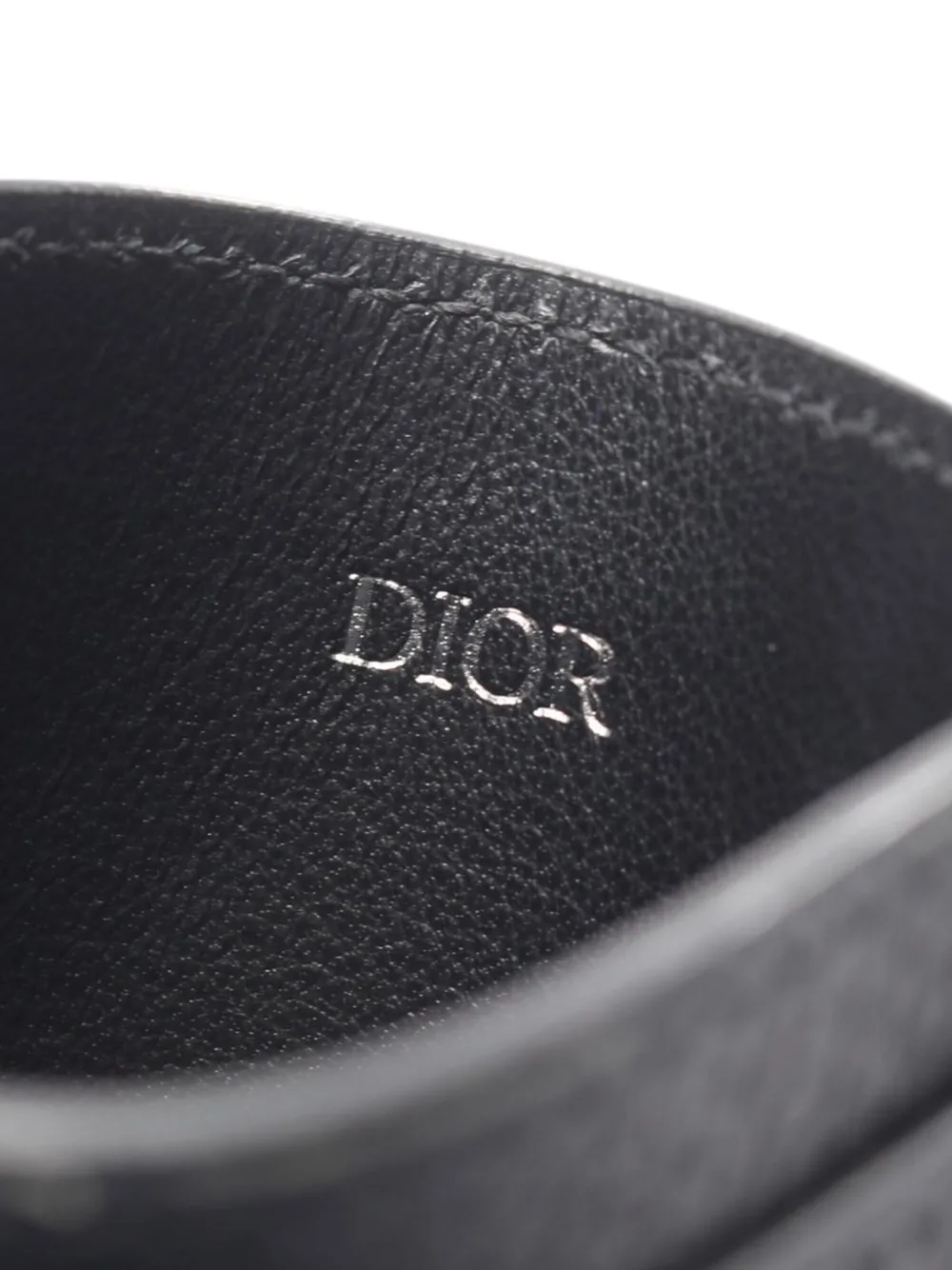 Pre-owned Dior 2022-2024 Grained Calfskin Cd Icon Card Holder In Black