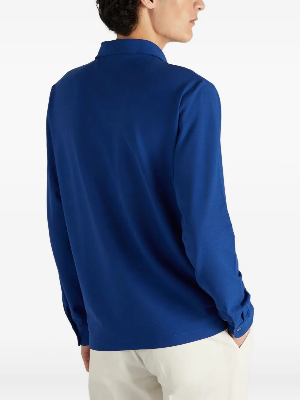 Zanone Poloshirt met lange mouwen en knopen Blauw