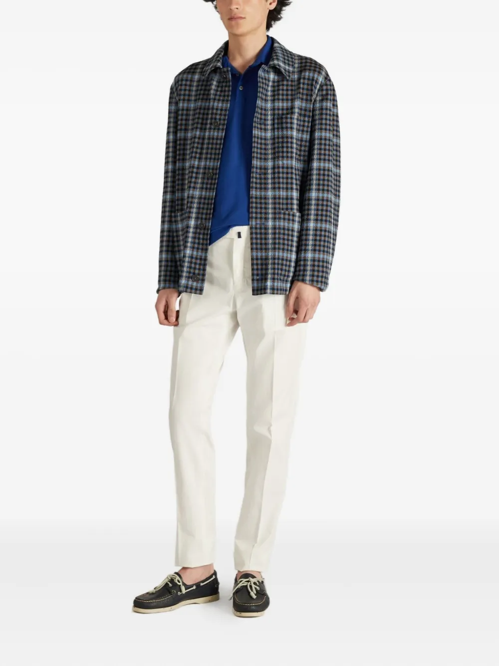 Zanone Poloshirt met lange mouwen en knopen - Blauw