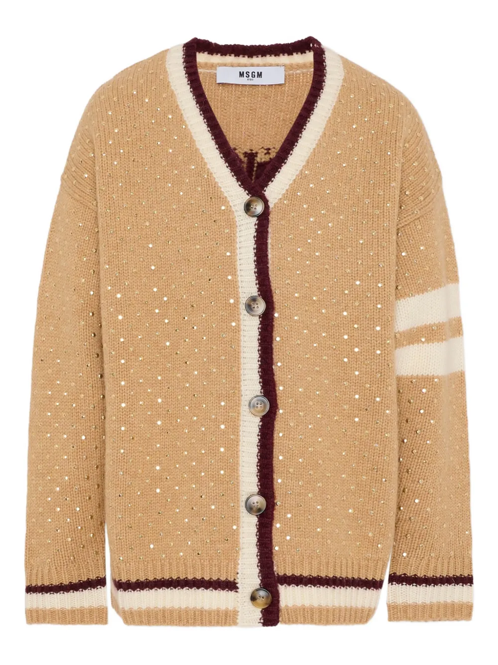 MSGM Kids cardigan brodé de sequins | tons neutres | Image 1