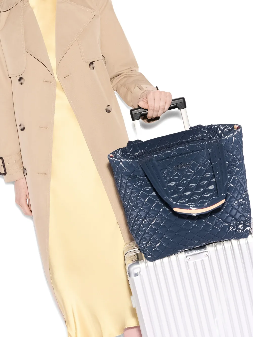 Mz Wallace Medium Metro Deluxe Quilted Nylon Tote In Blue
