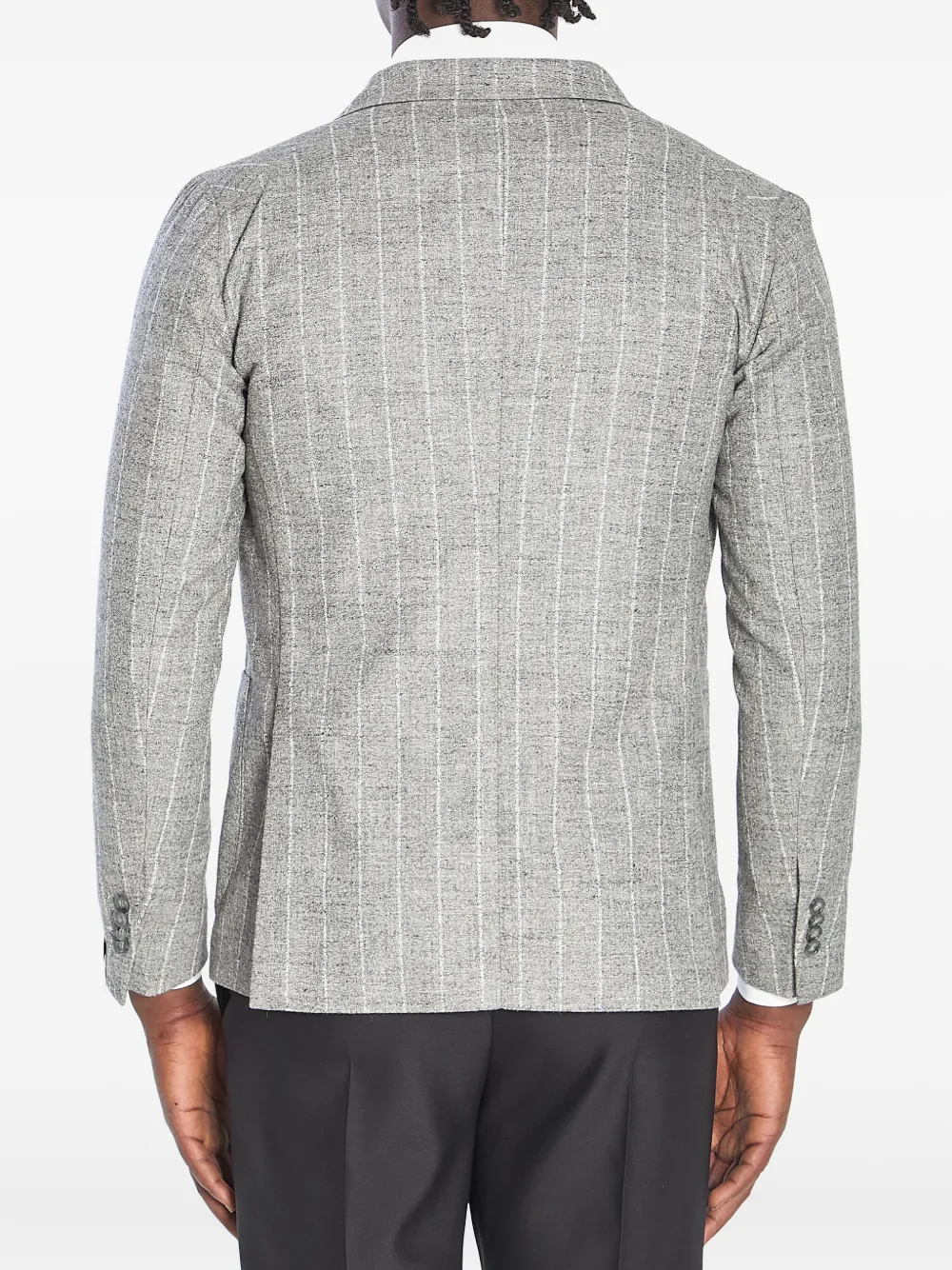 Tagliatore Montecarlo Pinstripe Double-breasted Jacket In Gray