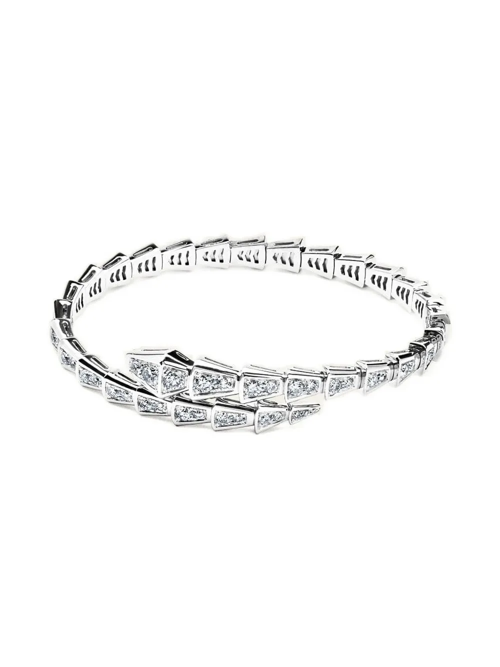Bvlgari Pre-Owned 18K white gold Serpenti Viper diamond bracelet - Argento