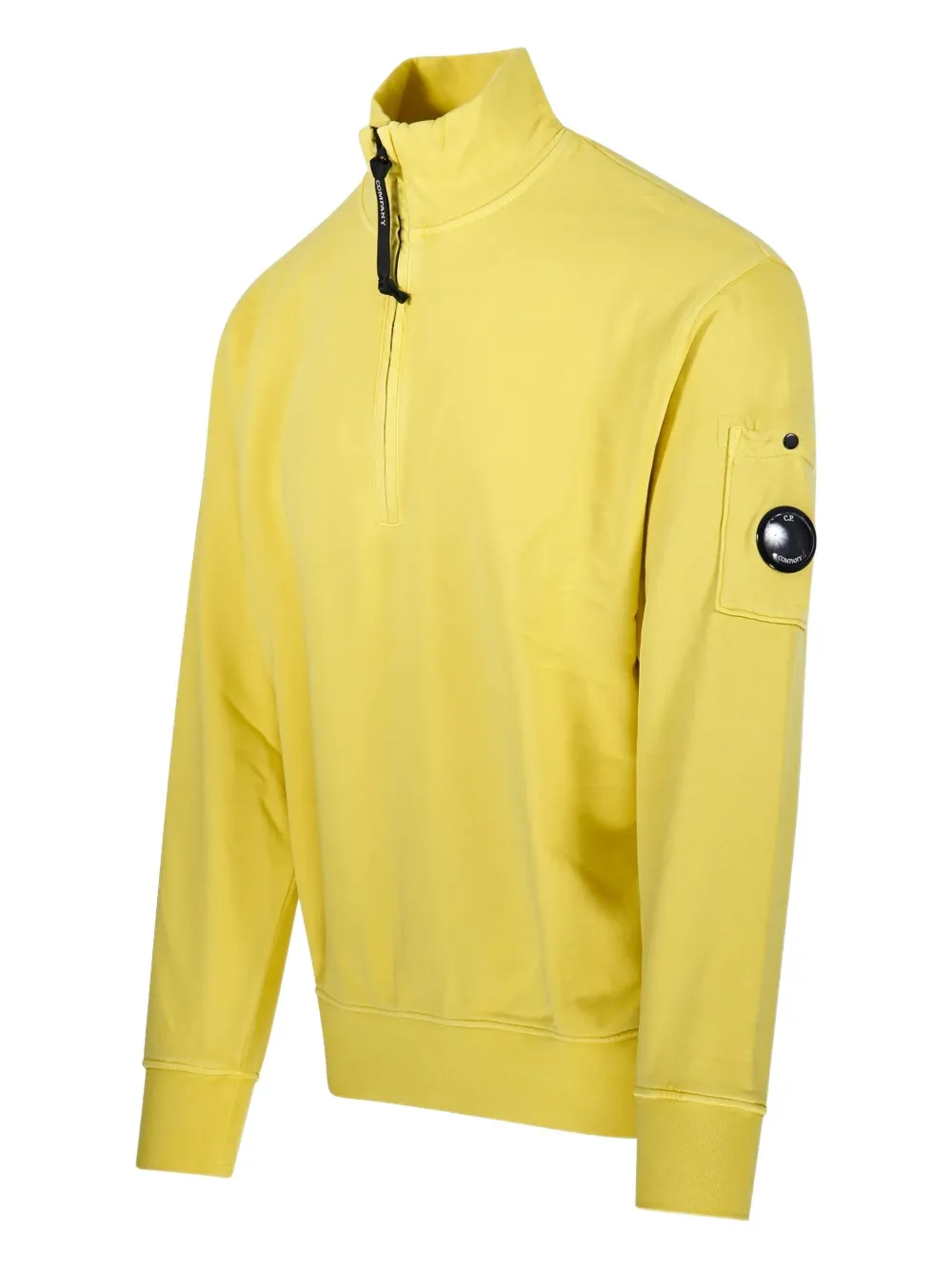 C.P. Company Sweater met halve rits en zak Geel