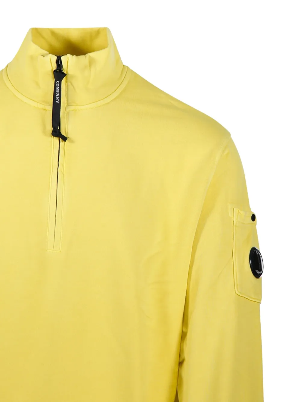 C.P. Company Sweater met halve rits en zak Geel