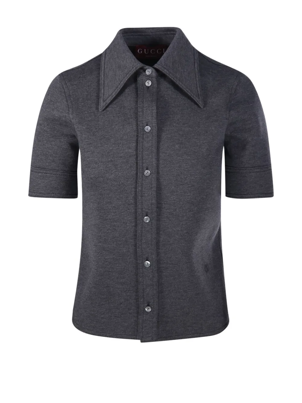 Gucci Long Sleeve Knitted Shirt Collared Neck In Blue