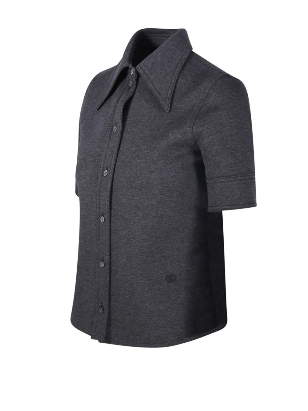 Gucci Long Sleeve Knitted Shirt Collared Neck In Blue