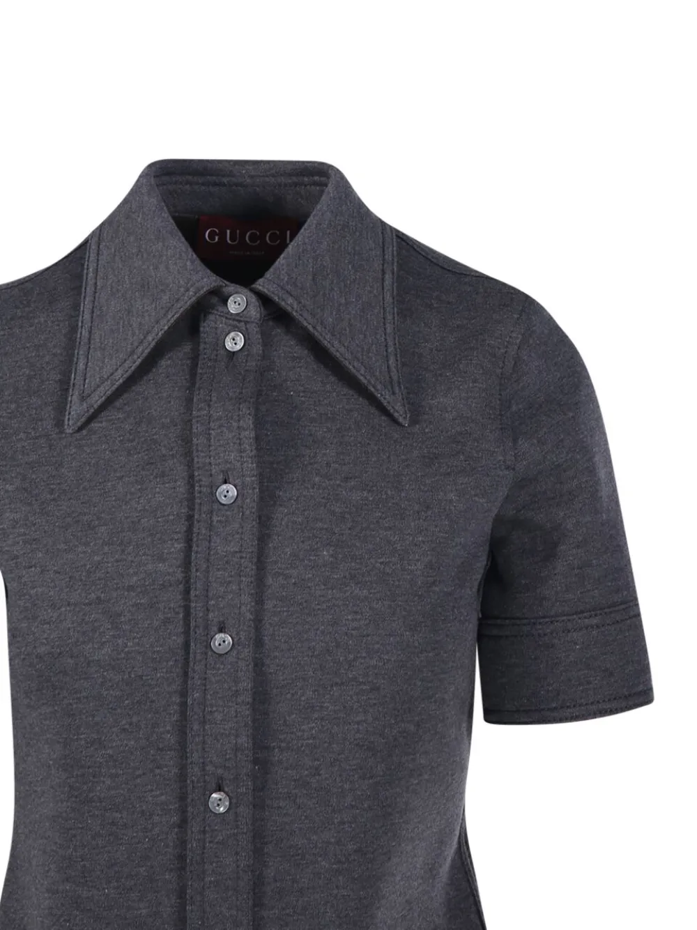 Gucci Long Sleeve Knitted Shirt Collared Neck In Blue