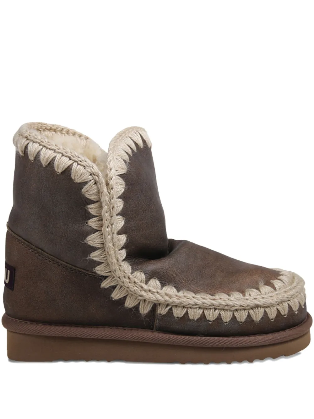 Mou Braided-trim Boots In Brown