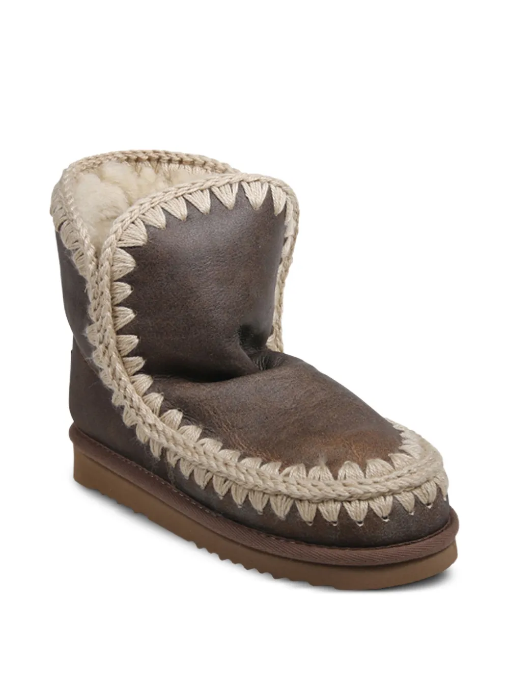 Mou Laarzen met gevlochten afwerking Bruin