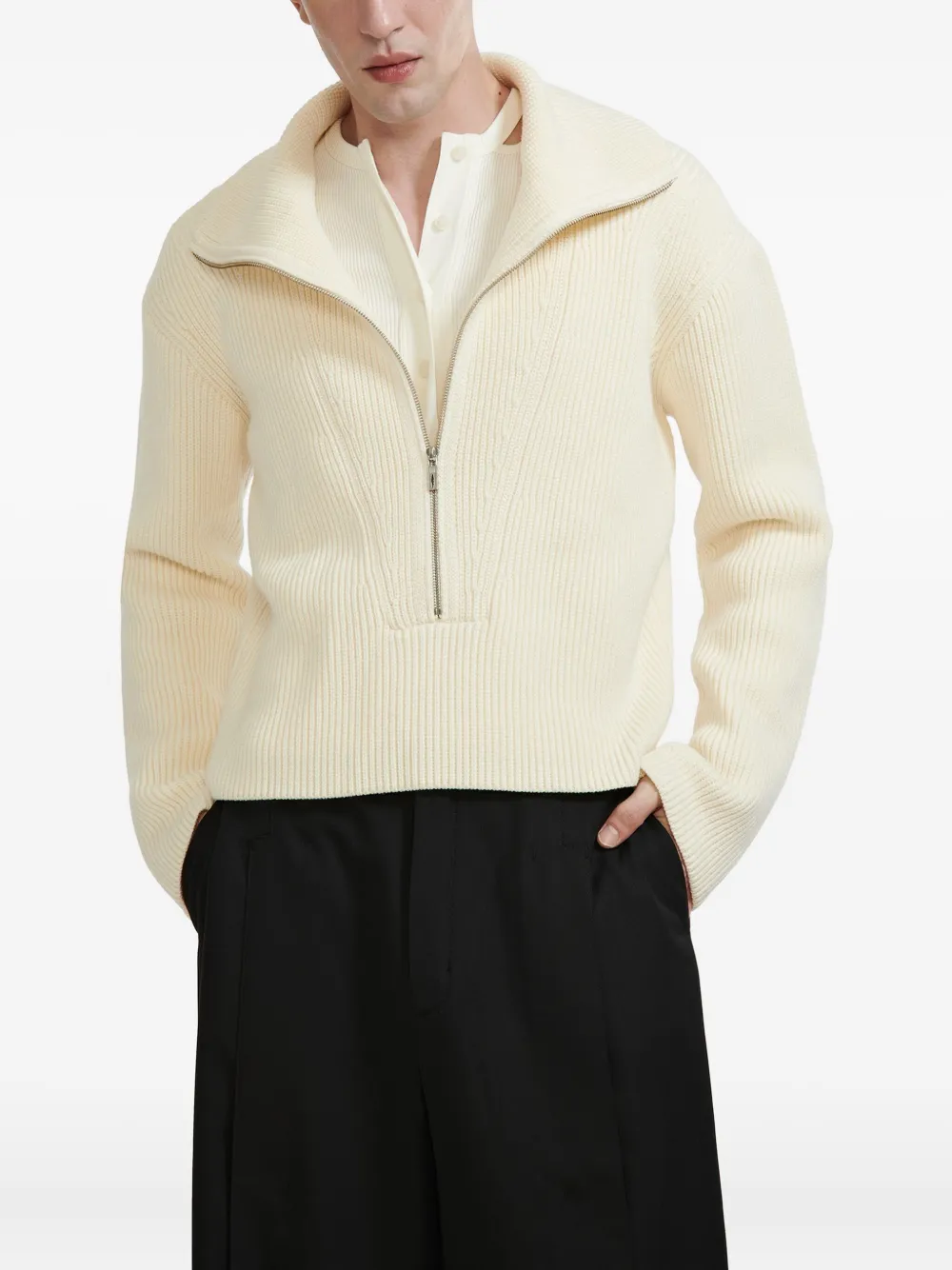 LGN LOUIS GABRIEL NOUCHI Trui met ritshals - Beige