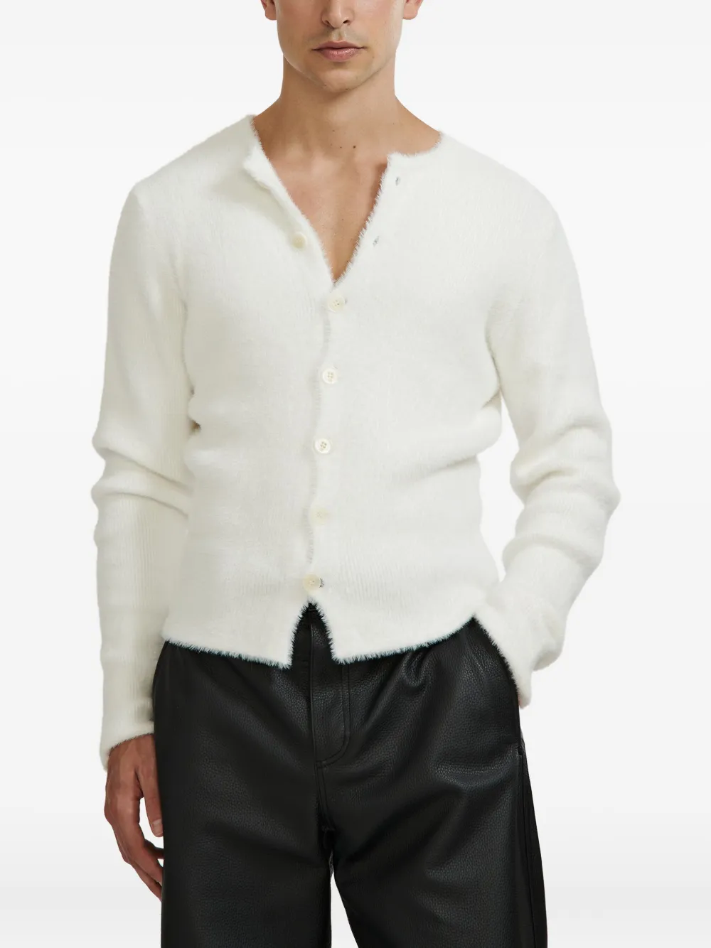 Lgn Louis Gabriel Nouchi Fluffy Knit Cardigan In White