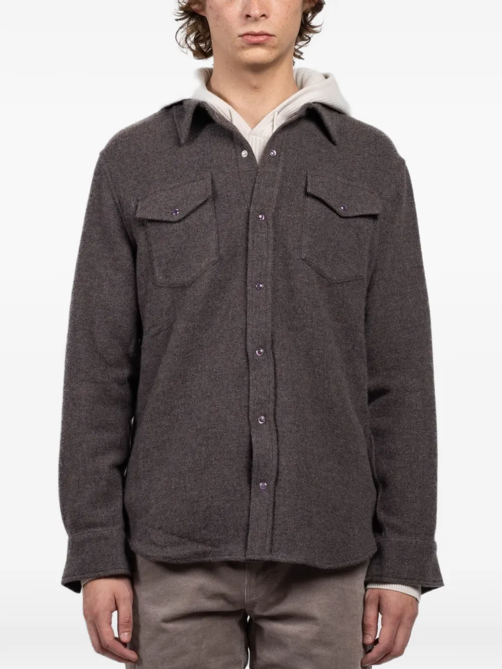 GOD'S TRUE CASHMERE Shirt met zak en knoop Grijs
