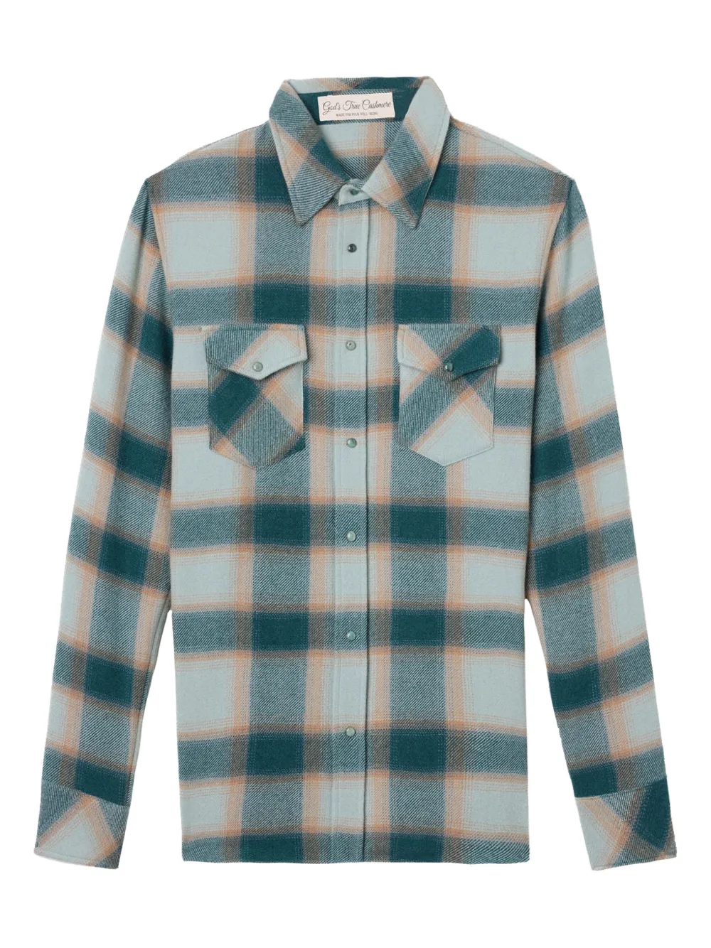 GOD'S TRUE CASHMERE Avocado Shadow pocket checked shirt - Green