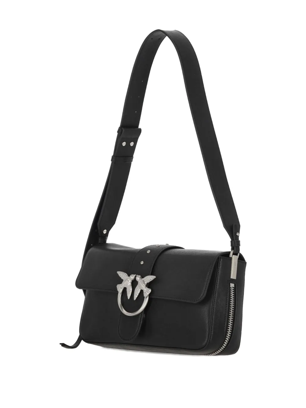 Pinko Bird-buckle Shoulder Bag In Black
