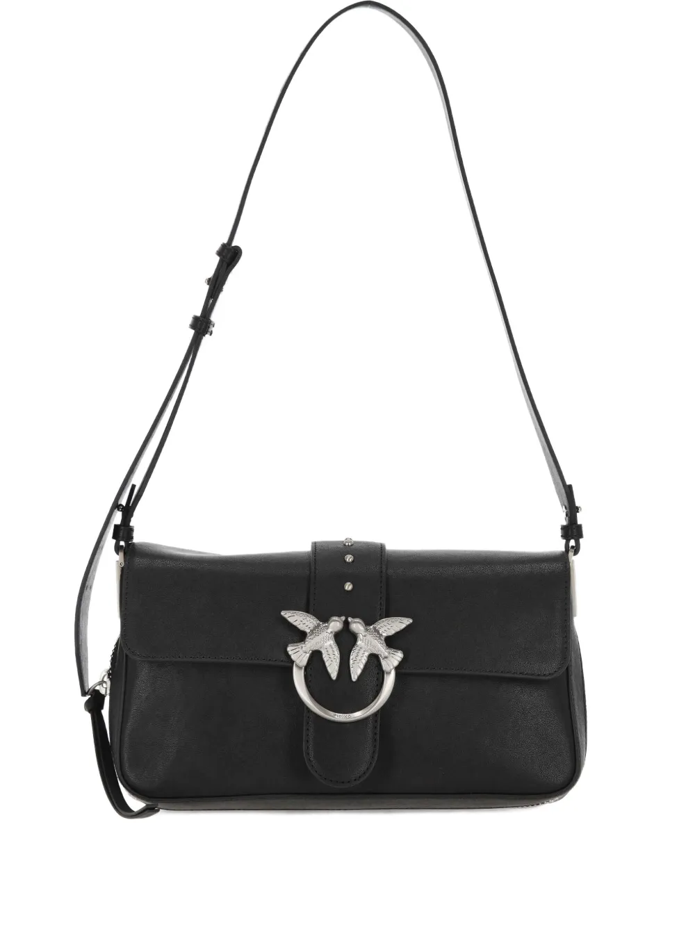 Pinko Bird-buckle Shoulder Bag In Black