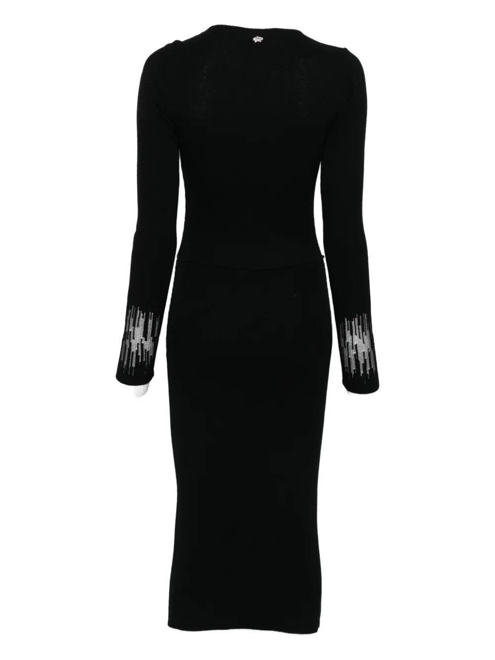 Genny long-sleeves midi dress - Zwart