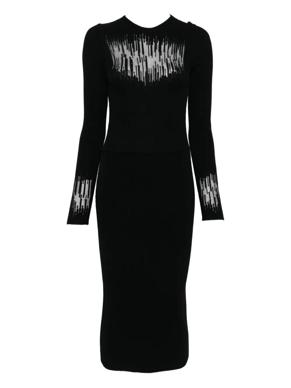 Genny Long-sleeves Midi Dress In Black