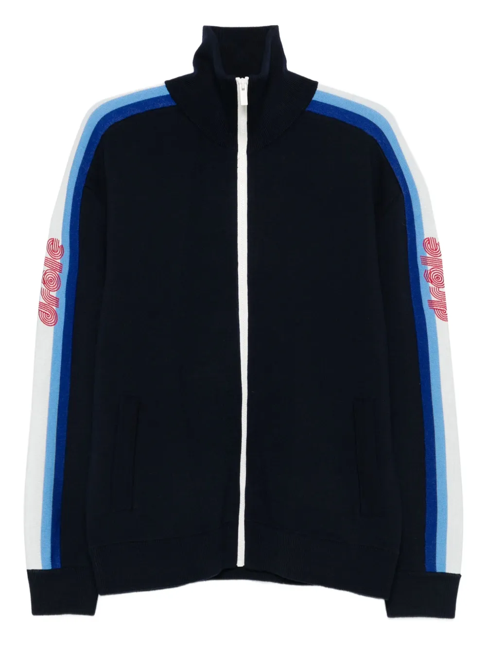 Drôle De Monsieur side-stripe zip-up sweater - Blu