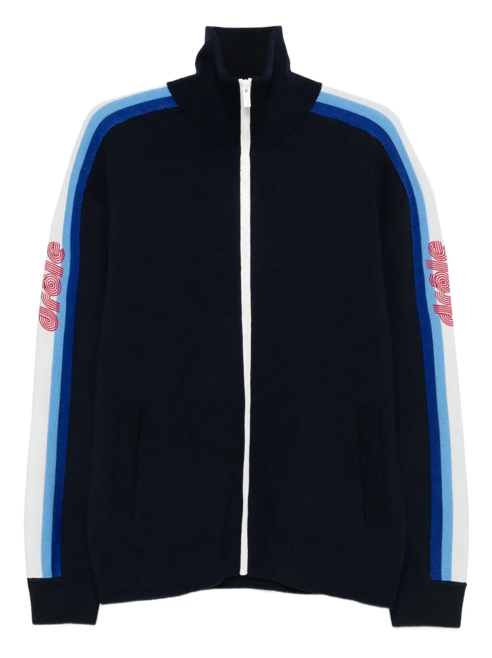 Drôle De Monsieur side-stripe zip-up sweater | Blue | Image 1