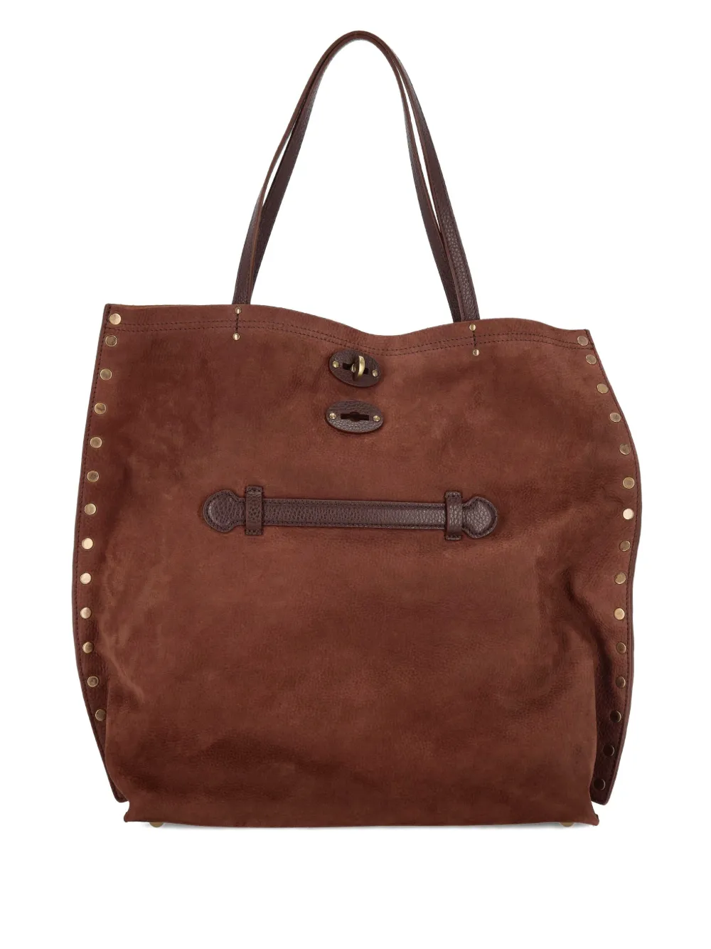 Zanellato Medium A'spasso® Studded Leather Tote Bag In Brown