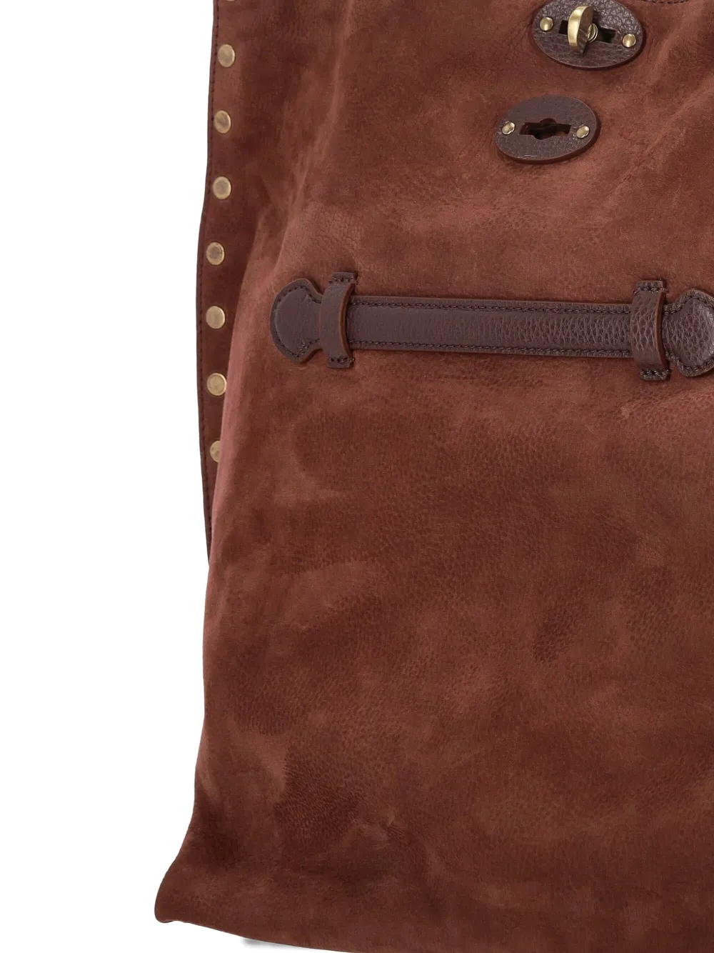 Zanellato Medium A'spasso® Studded Leather Tote Bag In Brown