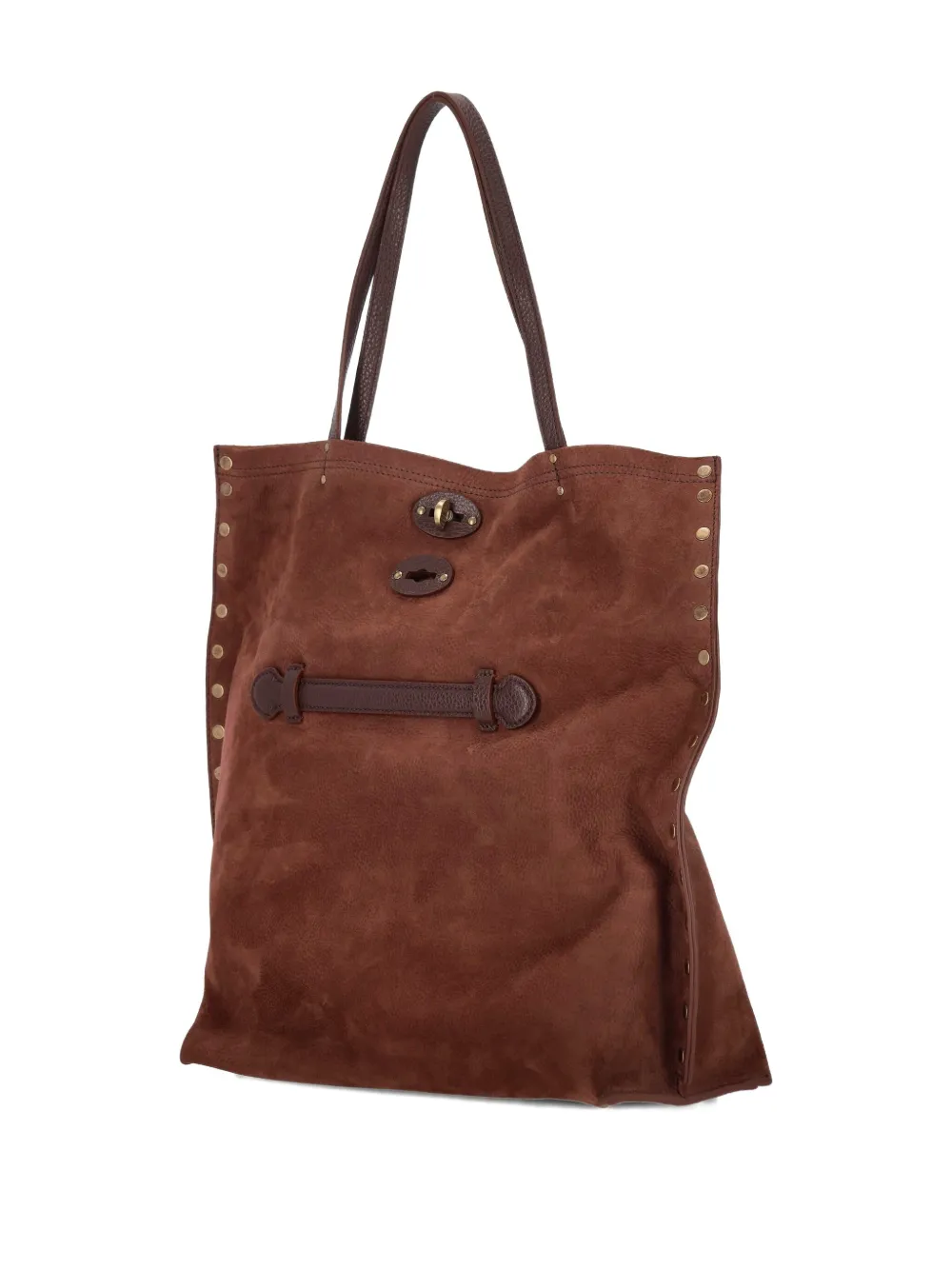 Zanellato Medium A'spasso® Studded Leather Tote Bag In Brown